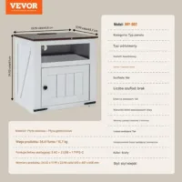 Stolik nocny z USB i szafką 3-poziomowy biały do salonu i sypialni