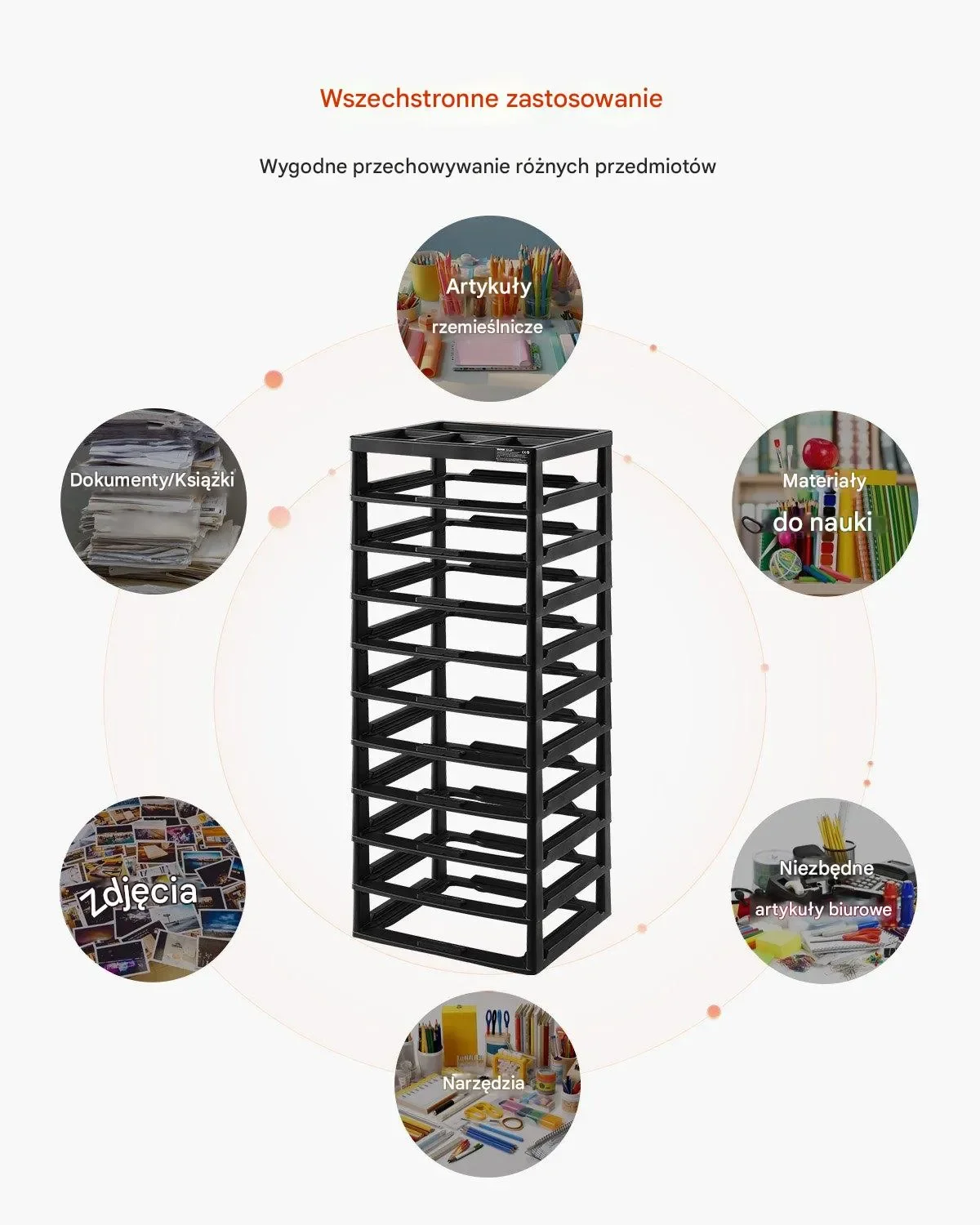 Organizer Regał Półka Szafka do Biura Pokoju Warsztatu 10 Poziomów - obrazek 4