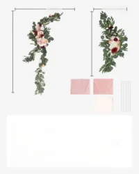 Dekoracja Ślubna - Komplet Kwiatów i Tkanin na Łuk 5-Częściowy Różowy