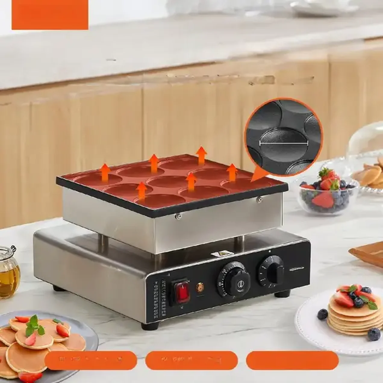 Gofrownica do Poffertjes holenderskich naleśników naleśnikarka 9 szt 1700W - obrazek 6