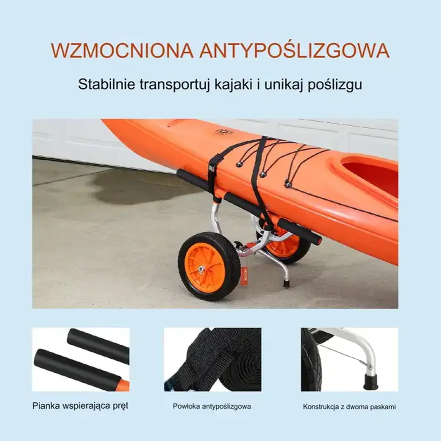 Wózek kajakowy do kajak, SUP, canoe, łódź, ponton - obrazek 2