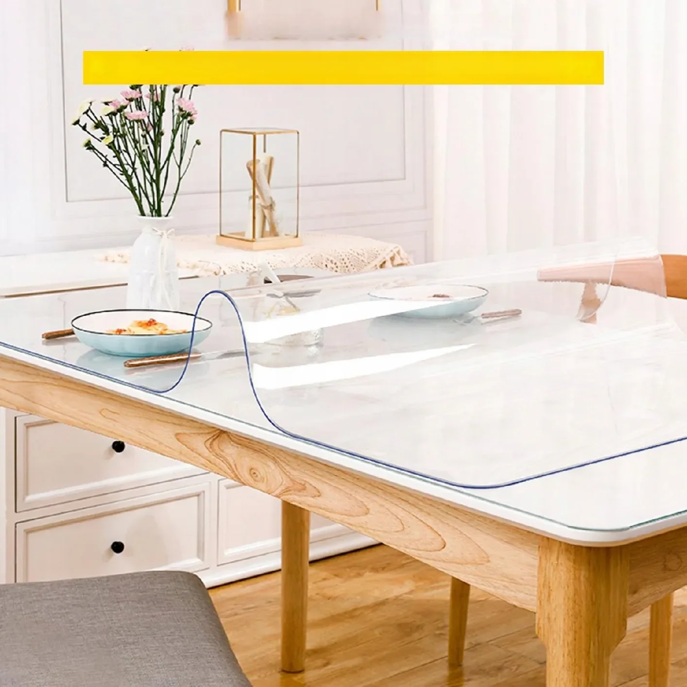 Mata ochronna na biurko/stół 102x183 cm, 1,5 mm, przezroczysta, wodoodporna - obrazek 6