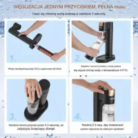 Syfon do wody gazowanej domowy z butelką 1L + 2 naboje CO₂ do saturacji