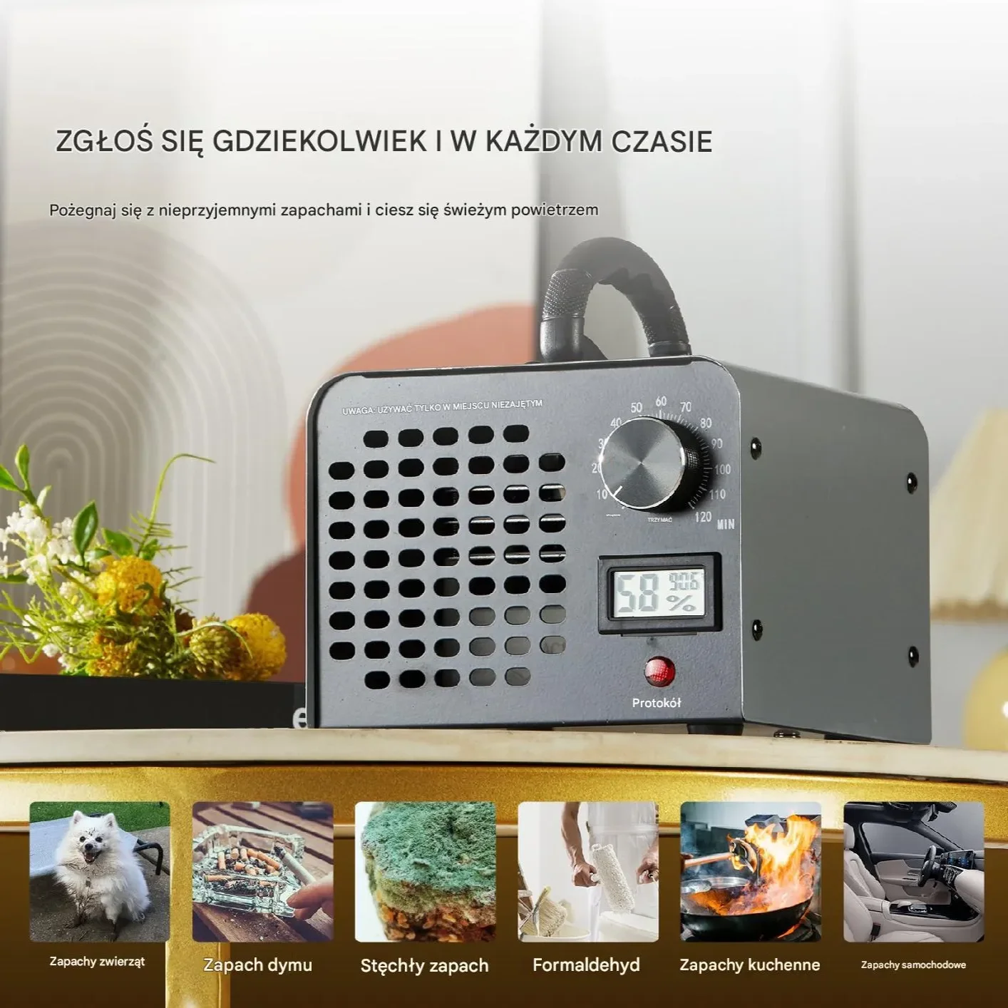 Generator ozonu 36000mg/h z timerem 120min usuwanie zapachów do domu - obrazek 5