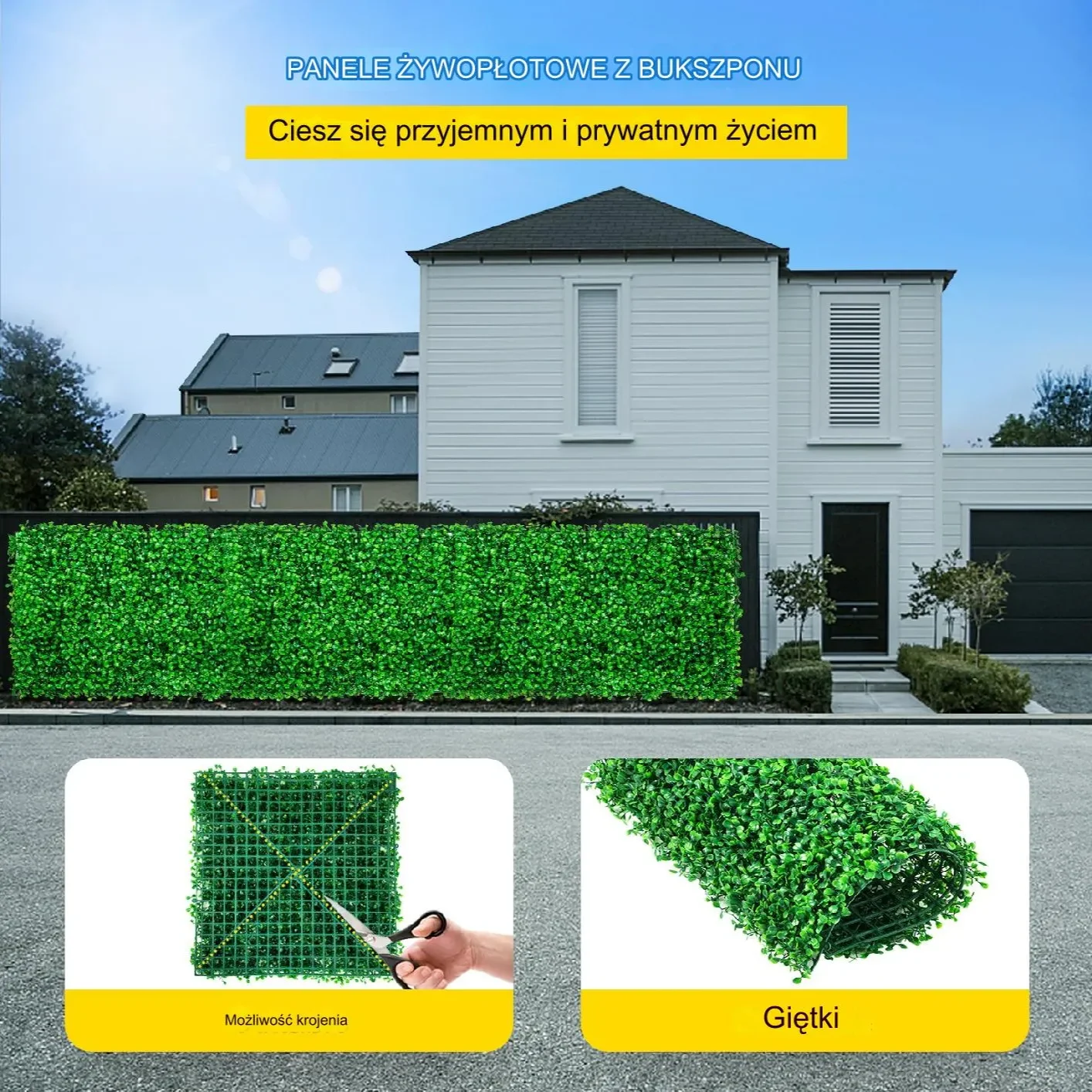 Sztuczna Trawa Panel Bukszpan 6szt 20x20cm – Dekoracja Ogród Prywatność - obrazek 6