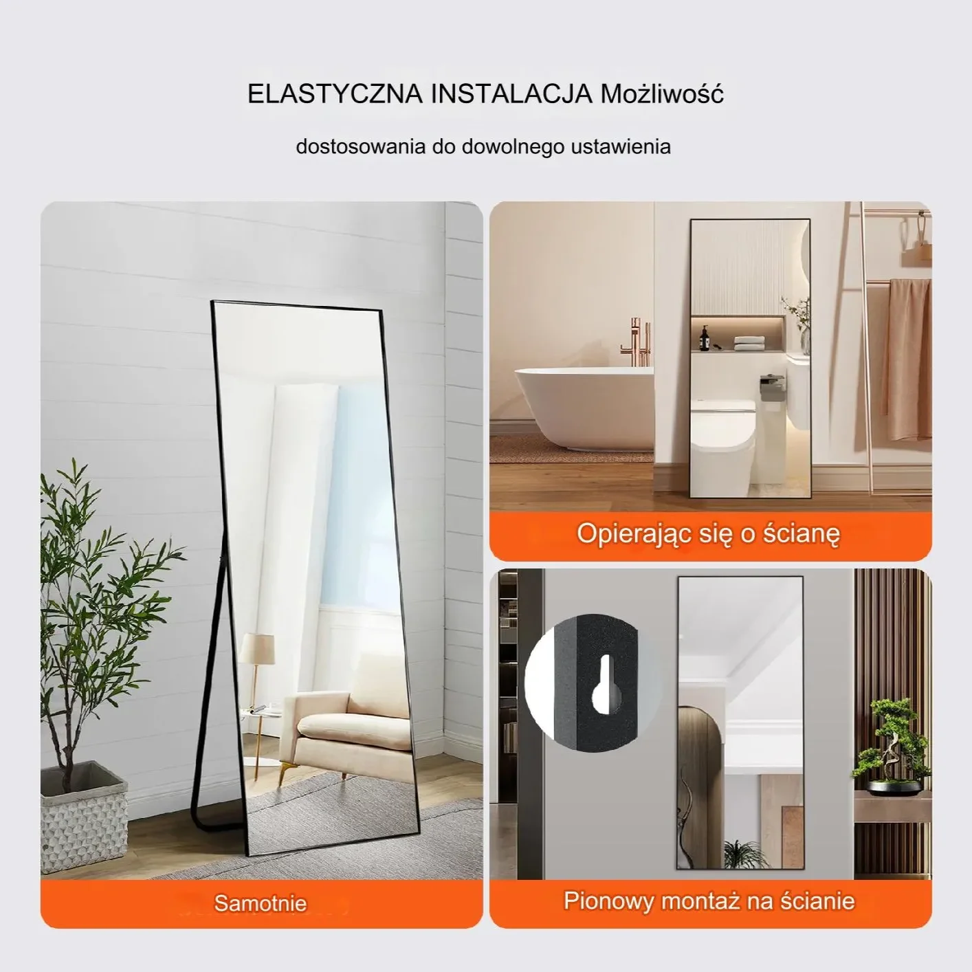 Lustro stojące do przymierzalni salonu garderoby i sypialni - obrazek 4