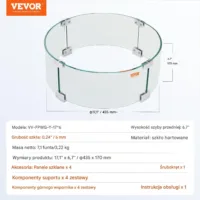 Osłona wiatrowa do ogniska kominka 43x17 cm - szkło hartowane 6mm