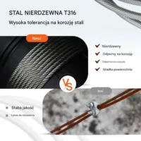Linka stalowa 316 1x19 0,3cm 150m nierdzewna balustrada transport DIY