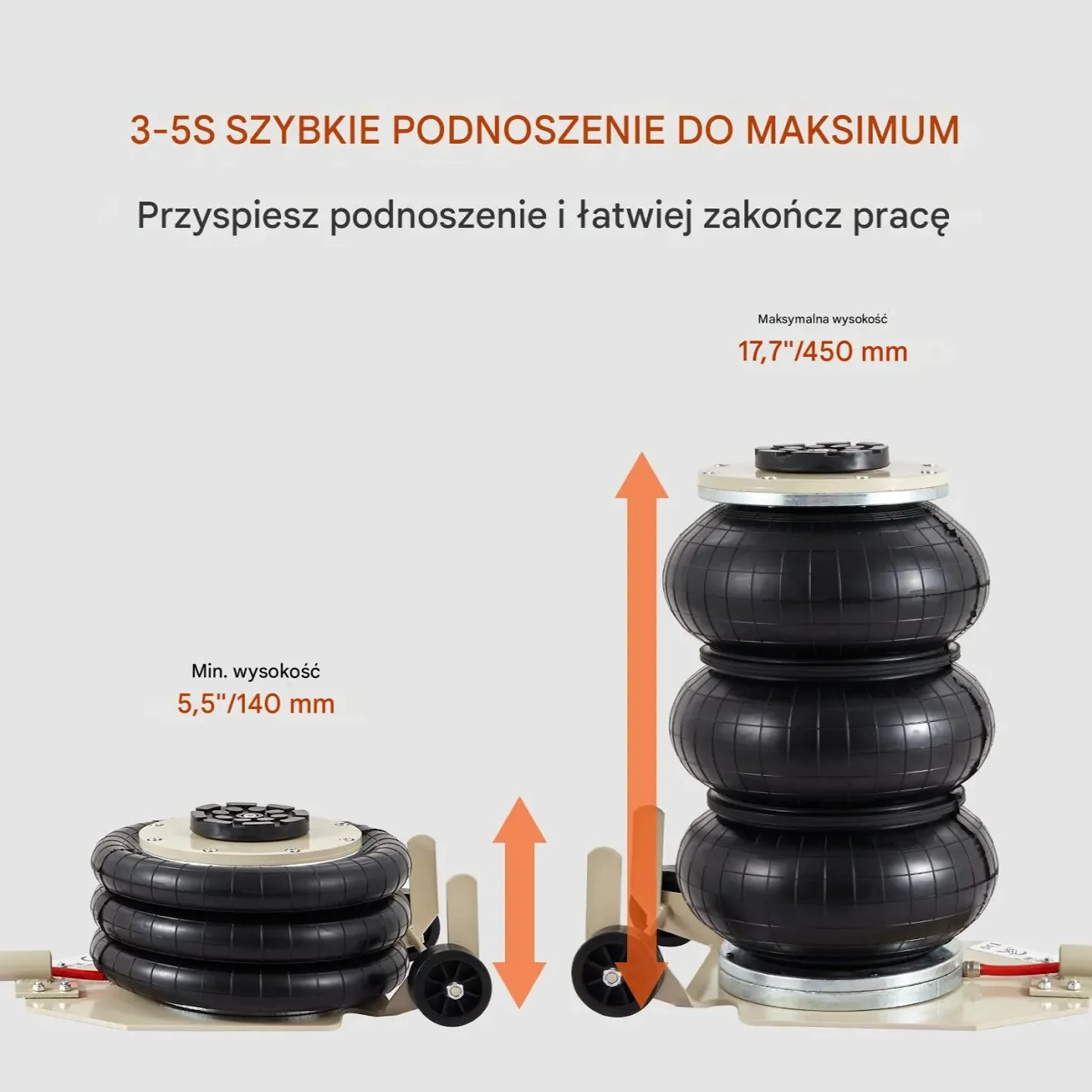 Podnośnik pneumatyczny 3T poduszka do auta SUV serwis warsztatowy - obrazek 2