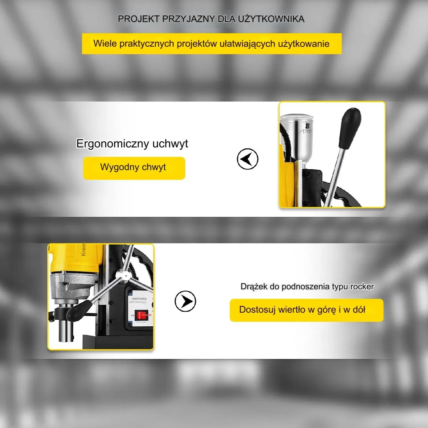 Wiertarka magnetyczna 1100W, 40 mm koronki, 12000 N, 550 RPM, 6 koronek - obrazek 3