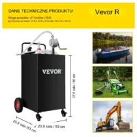 Zbiornik paliwa kanister 115L czarny – pompa ręczna 4 koła do oleju