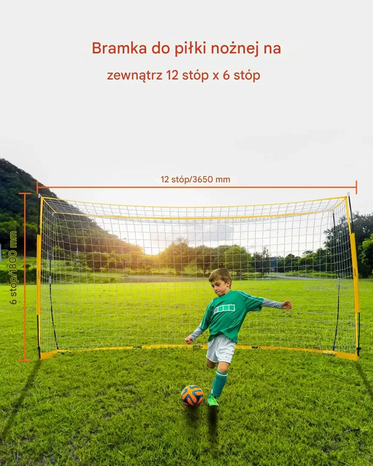 Bramka piłkarska 12x6ft składana z siatką torba trening ogród - obrazek 4