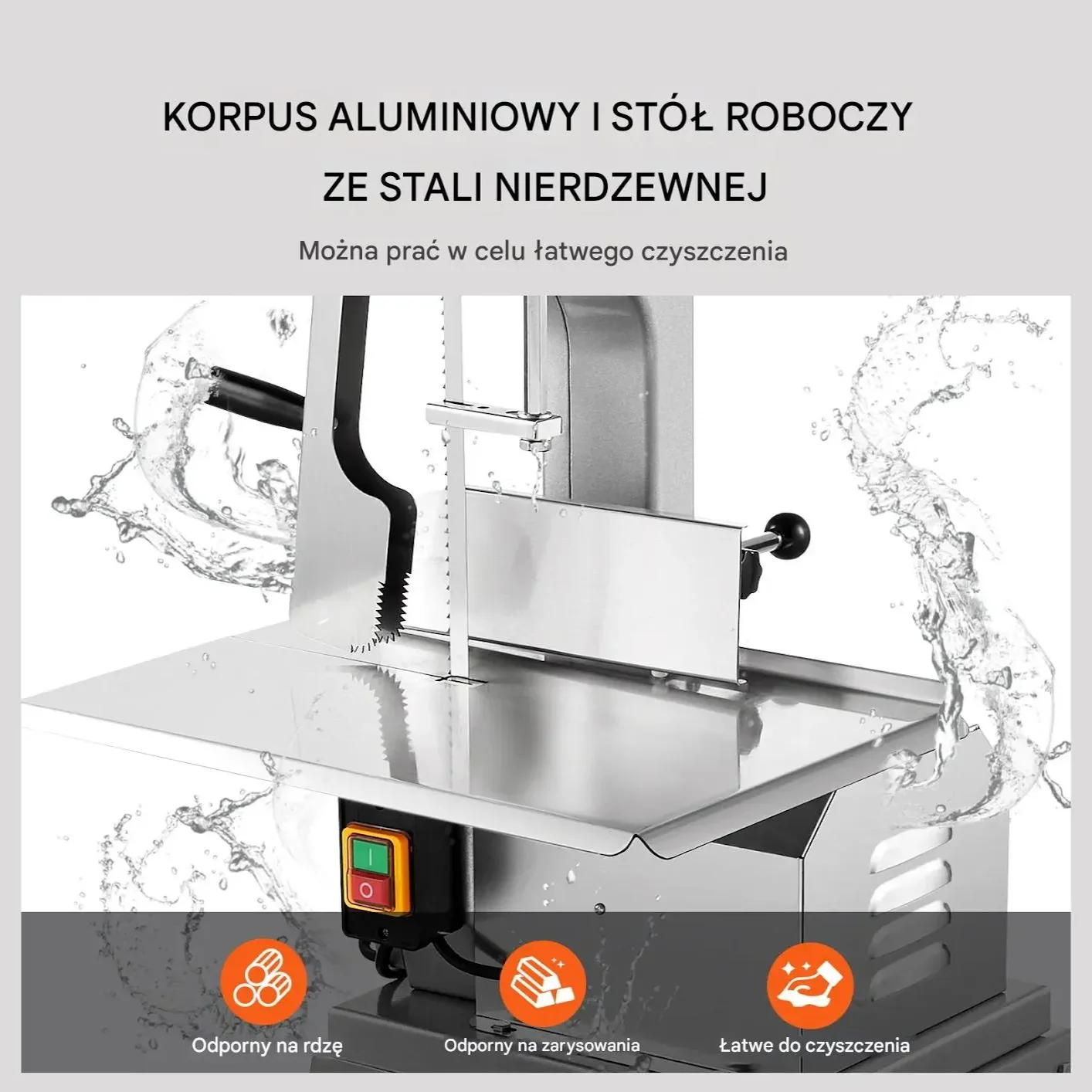 Piła taśmowa do mięsa 850W stal nierdzewna do kości gastronomia - obrazek 3