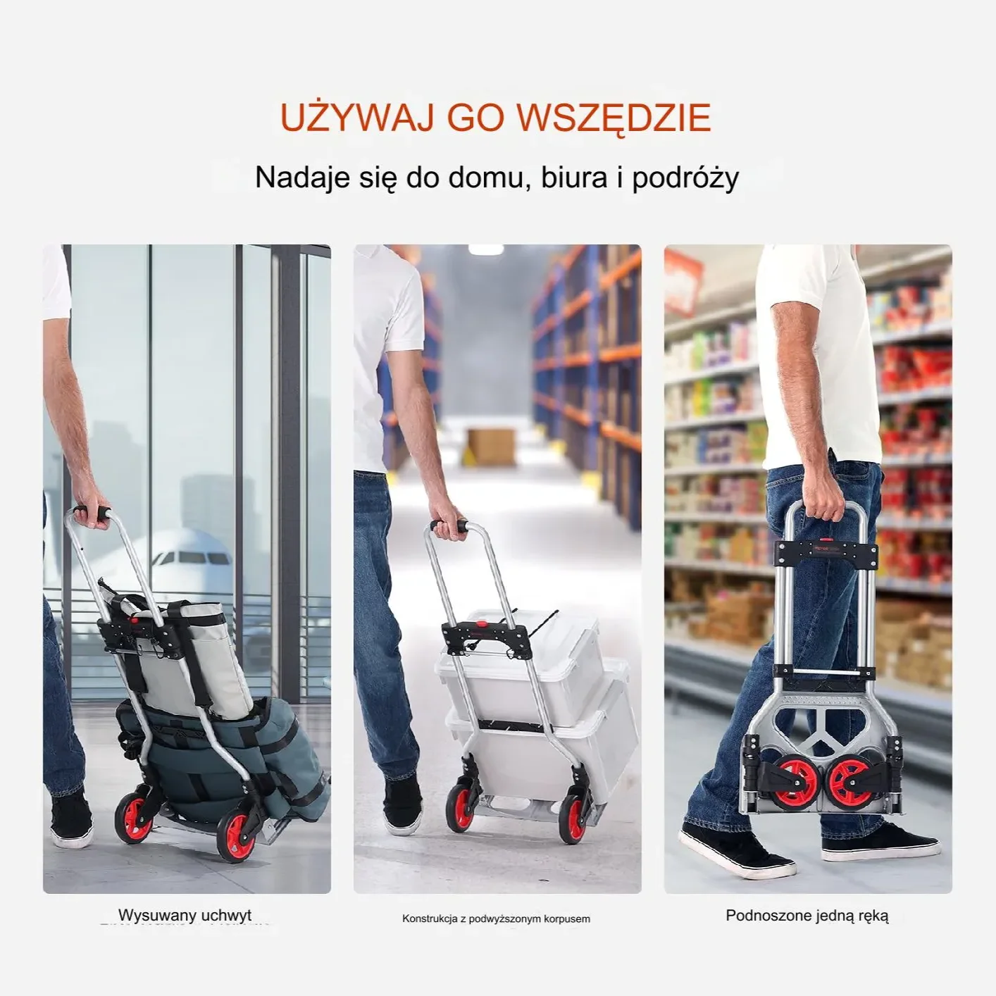 Wózek transportowy magazynowy składany aluminiowy 80 kg - obrazek 9