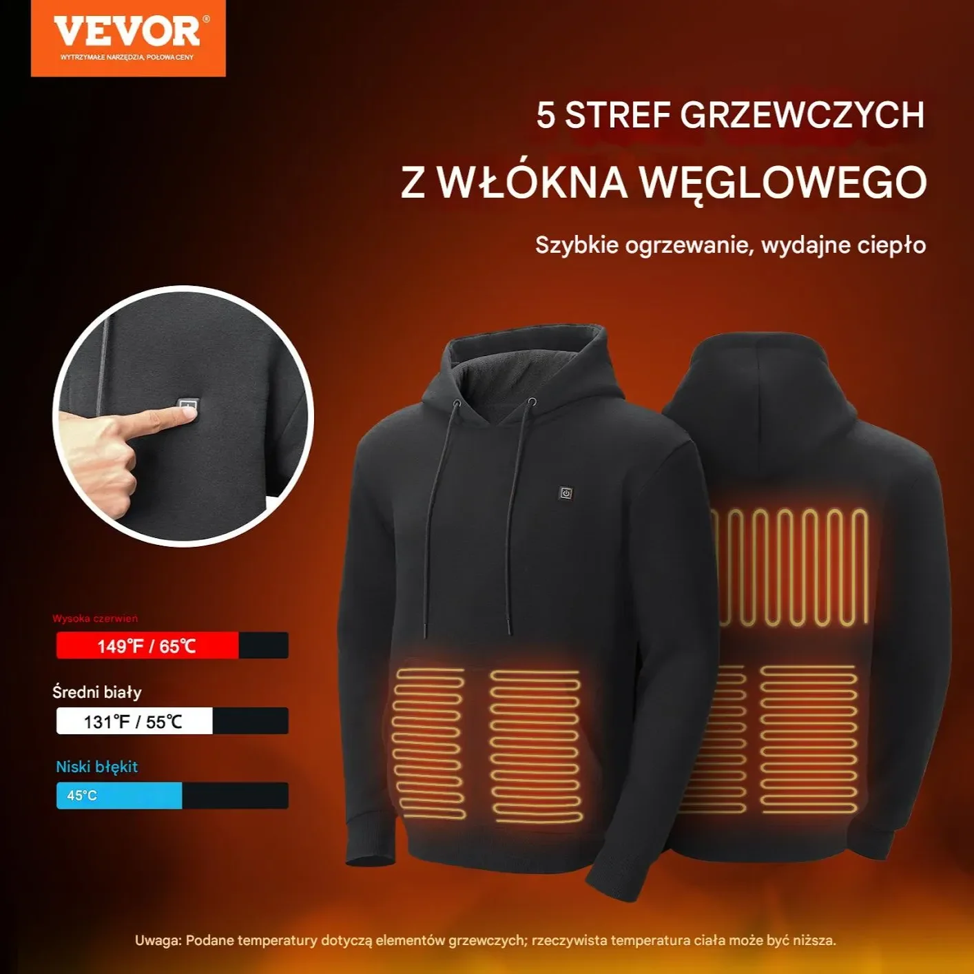 Podgrzewana Bluza z Kapturem Unisex XL - obrazek 6