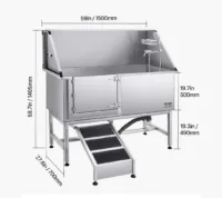 Wanna groomerska 150 cm stal rampa filtr prysznic dozownik drzwi lewe