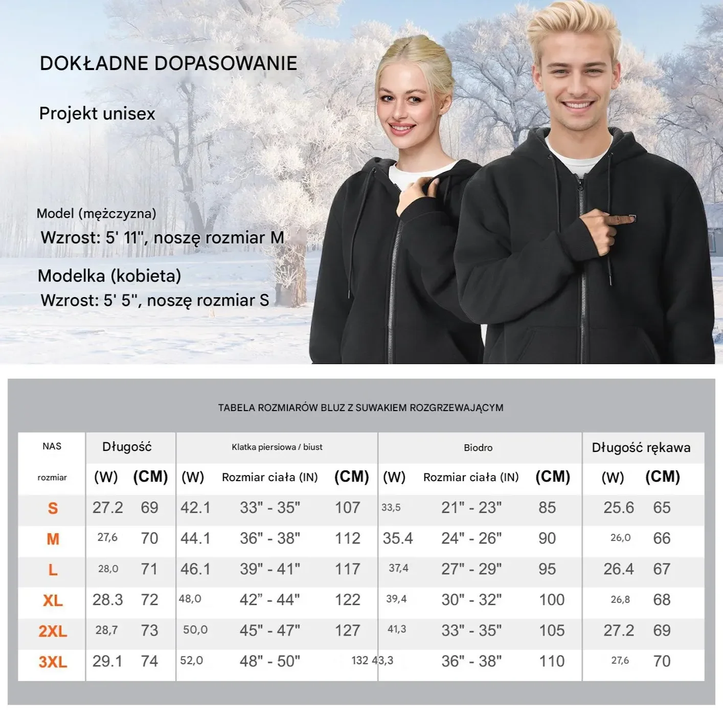 Podgrzewana Bluza z Kapturem Unisex L Zapinana - obrazek 4