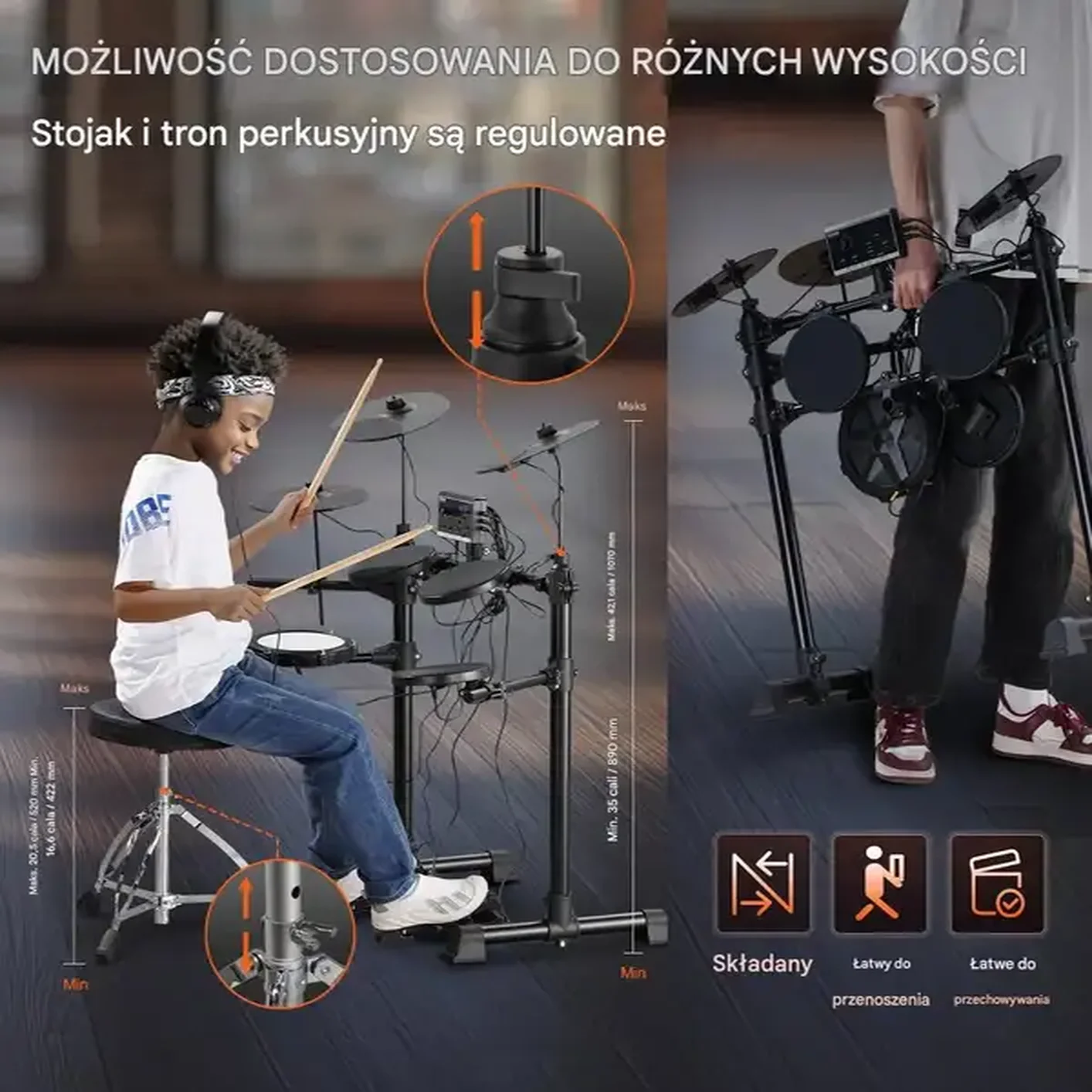 Zestaw perkusyjny elektroniczny 15 zestawów 150 dźwięków dla początkujących - obrazek 2