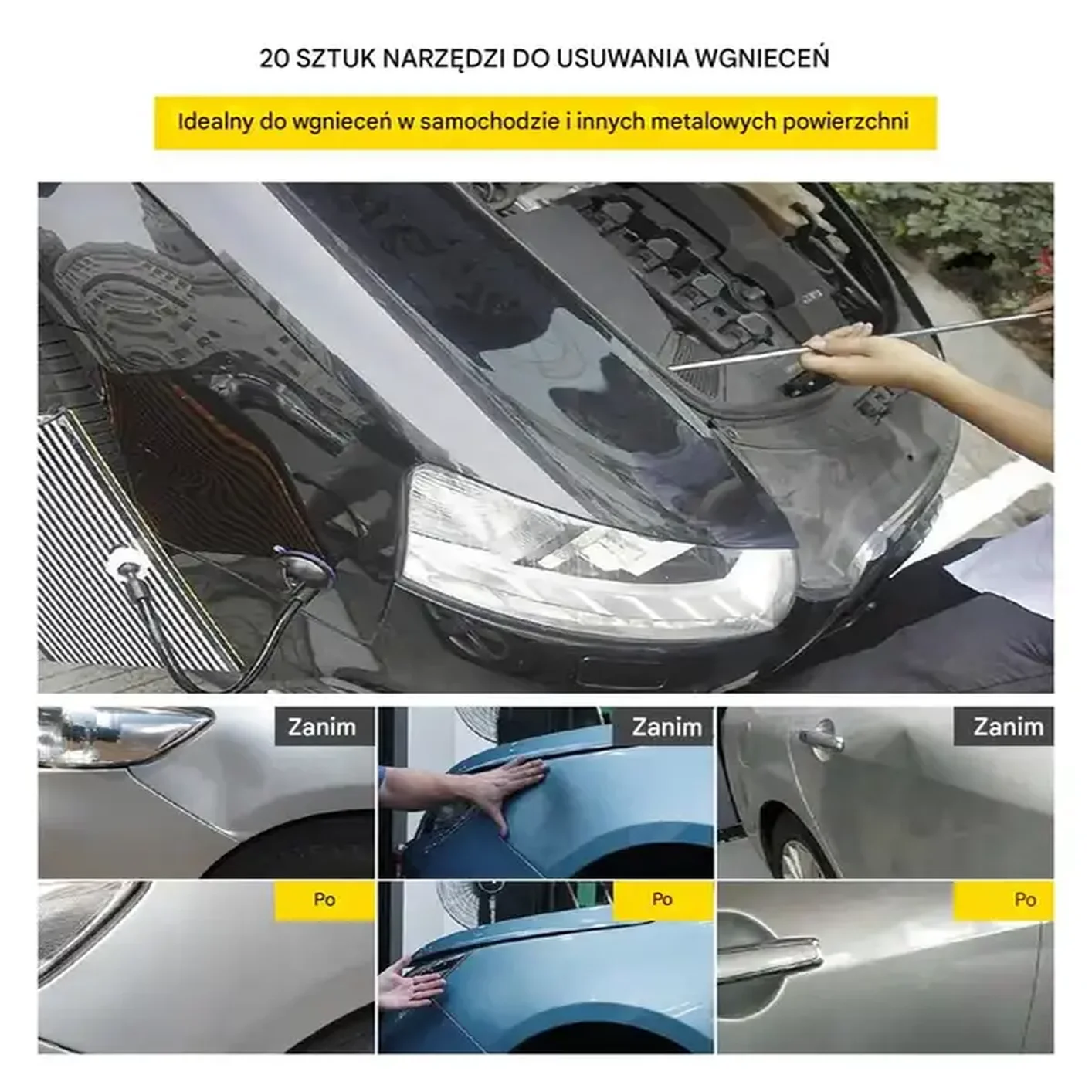 Zestaw narzędzi do usuwania wgnieceń PDR – druty i pręty 20 szt. - obrazek 3