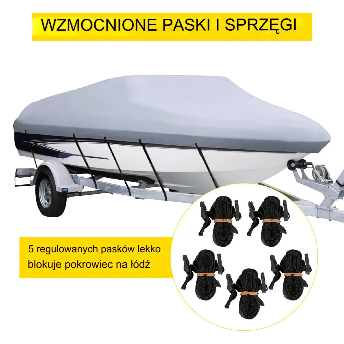 Pokrowiec plandeka osłona przykrycie na łódź 269x610-670 cm - obrazek 3
