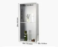 Wnęka prysznicowa 33x63 cm podwójna stal nierdzewna wodoodporna srebrna