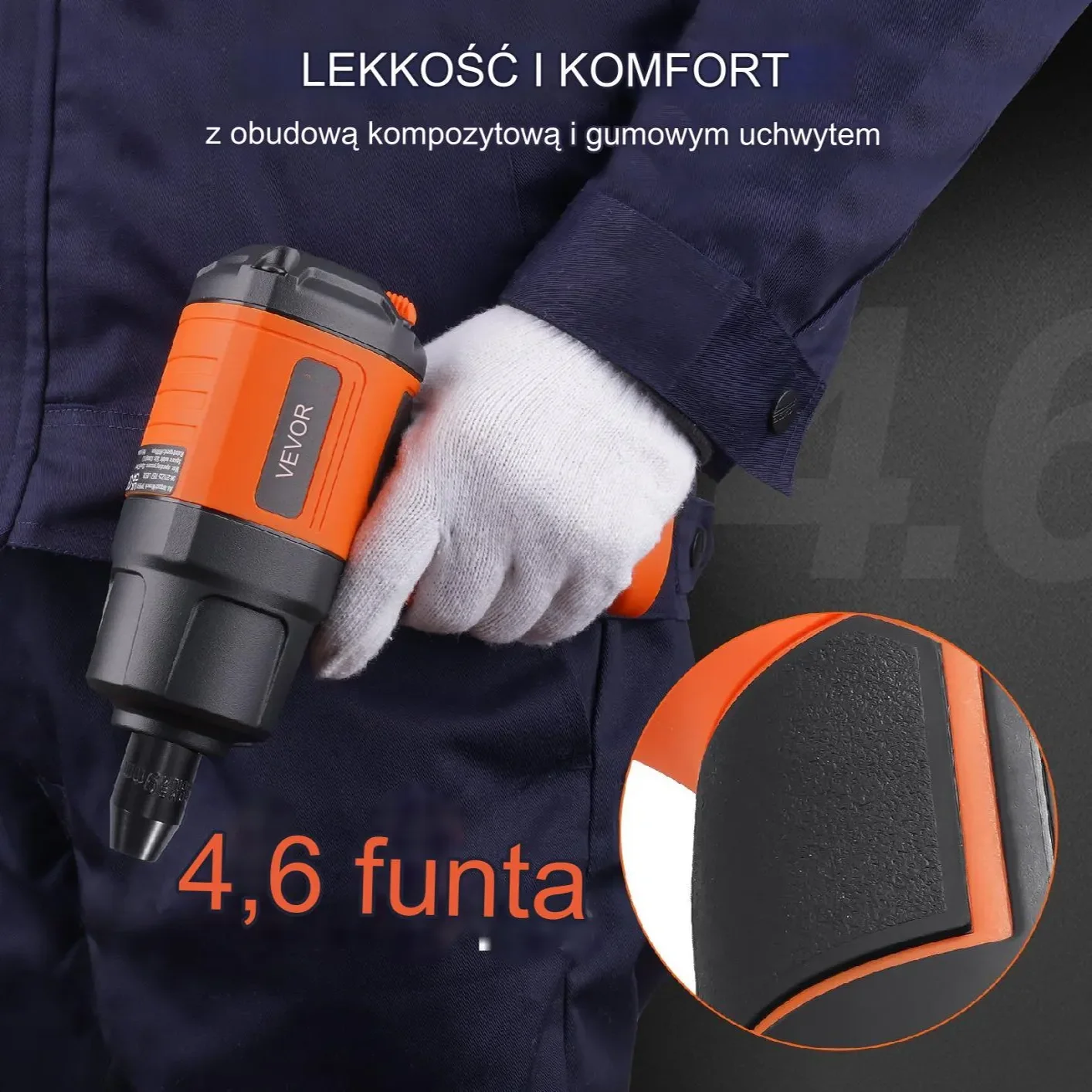 Klucz udarowy pneumatyczny 1900 Nm, 1/2", zestaw 11 nasadek (9-27 mm) lekki - obrazek 3