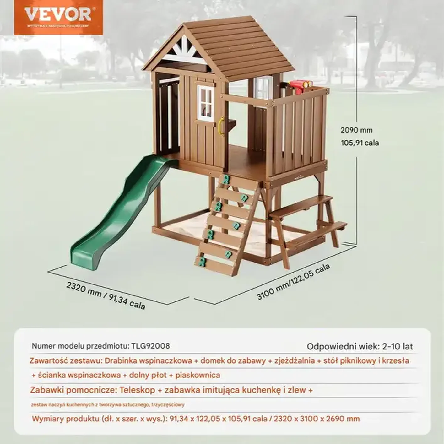 PLAC ZABAW Domek dla dzieci huśtawka zjeżdzalnia - obrazek 2