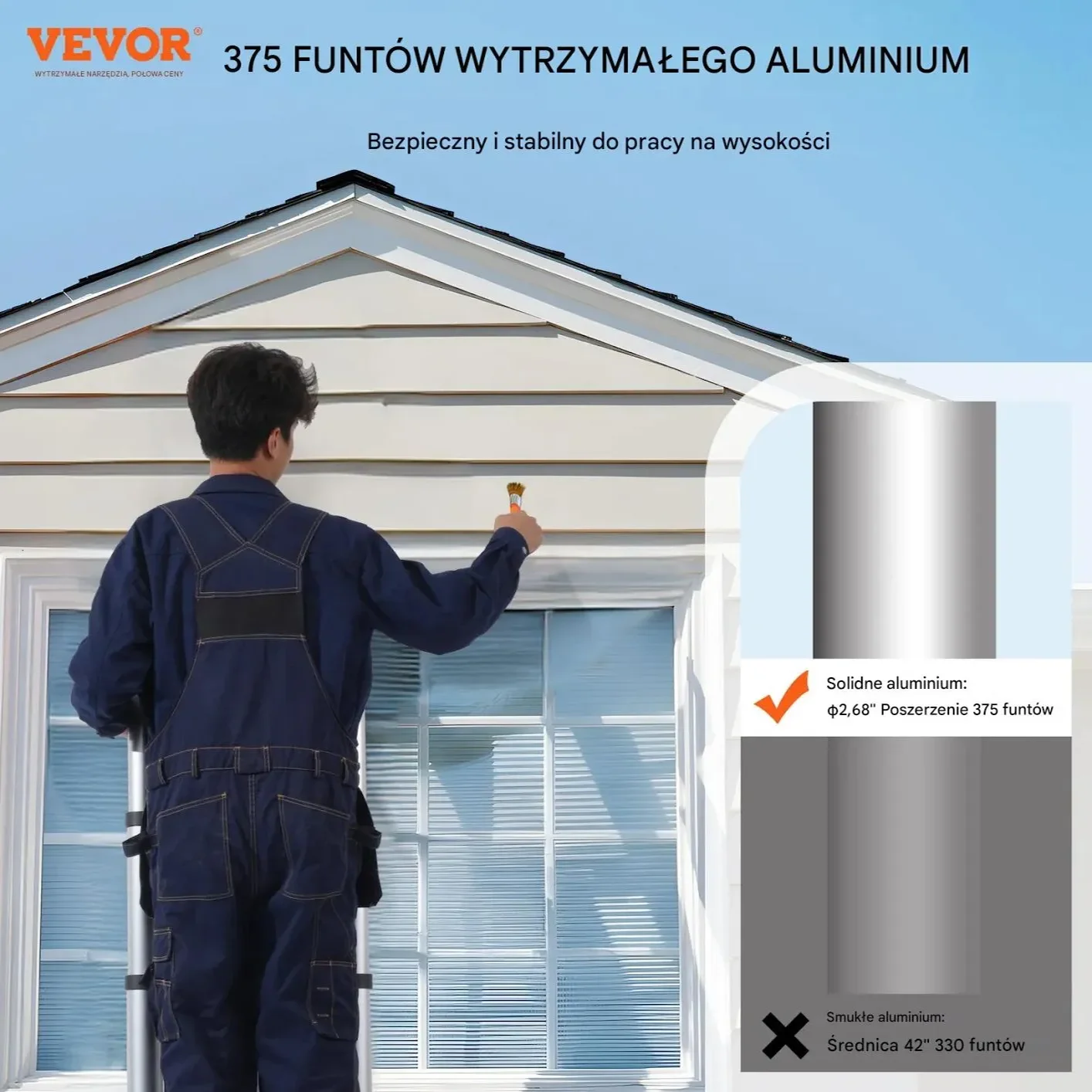 Drabina teleskopowa 3,8m A kształt ze stabilizatorem bezpieczna - obrazek 2