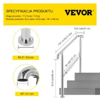 Poręcz 161 cm uchwyt schodowy balustrada