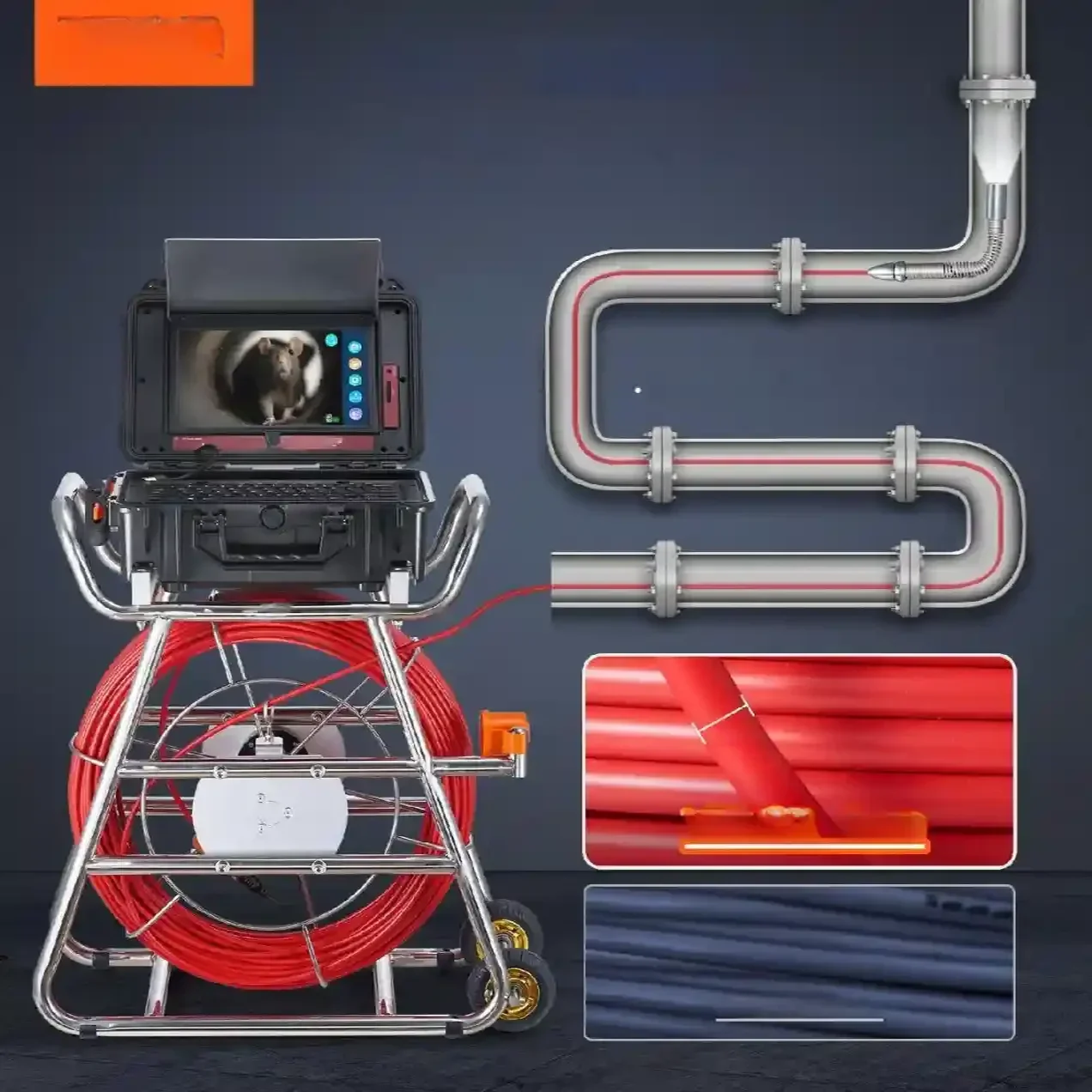 Samopoziomująca profesjonalna kamera inspekcyjna endoskopowa 100 m - obrazek 6