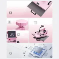 Prasa termotransferowa 38x38 cm 5w1 - do koszulek i kubków różowa