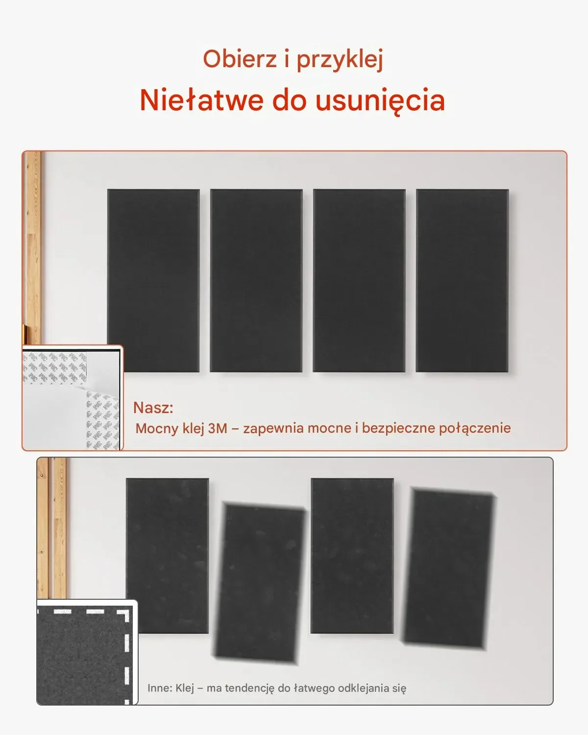 Panele akustyczne 4 szt 60x30 cm 5 cm wygłuszające samoprzylepne studio dom - obrazek 3