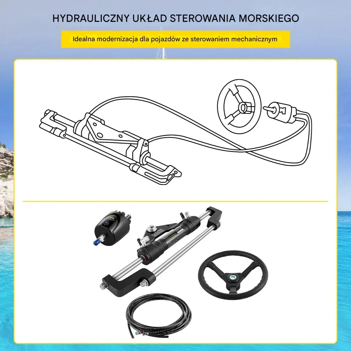 Hydrauliczny zestaw sterowania do łodzi 300 HP pompa wąż 14 stóp - obrazek 6