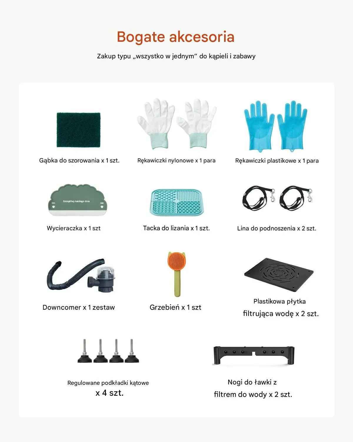 Wanna groomerska 155 cm stal rampa antypoślizg szuflada bateria drzwi prawe - obrazek 6