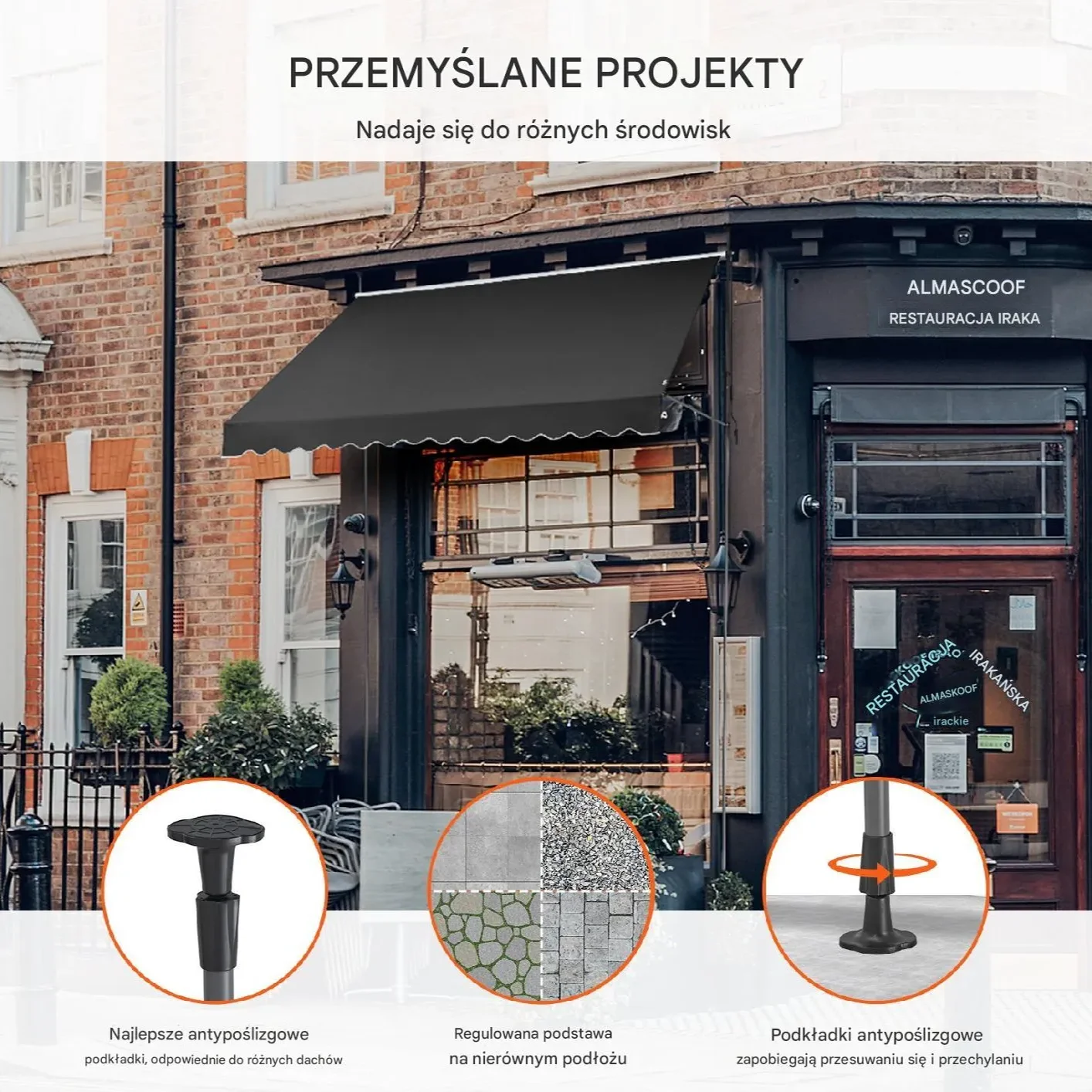 Markiza Tarasowa 350 x 120 cm z Korbą Ręczną - obrazek 3