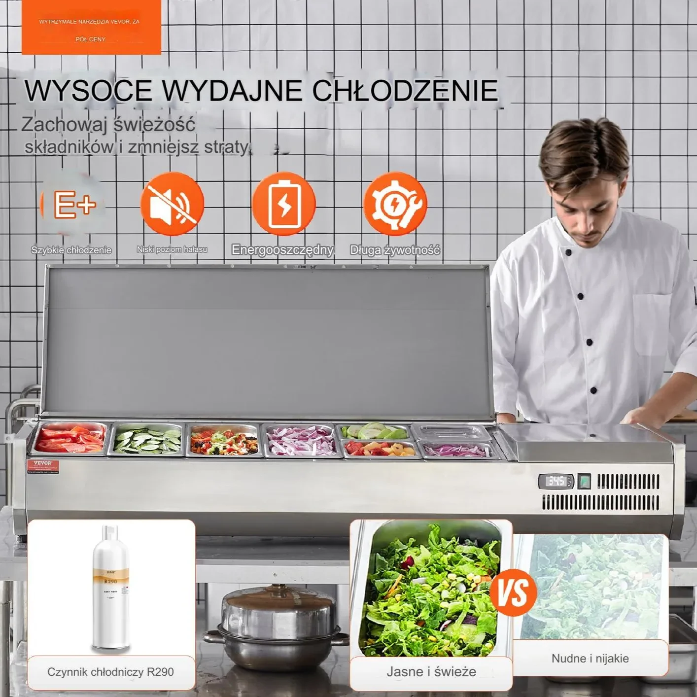 Blat Chłodniczy do Przygotowywania Sałatek 155 W - obrazek 6