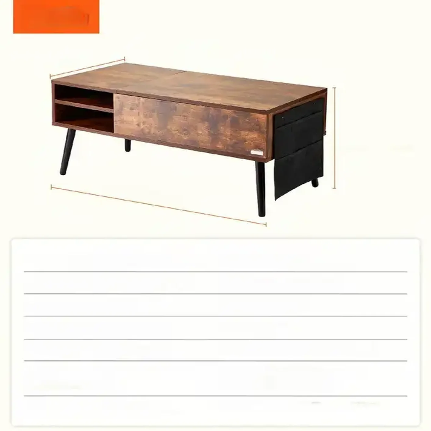 Rozkładana ława stolik kawowy z podnoszonym blatem schowkiem - obrazek 5