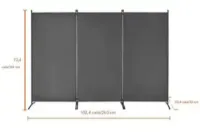 Parawan pokojowy 3-panelowy składany przegroda wolnostojąca szary biuro