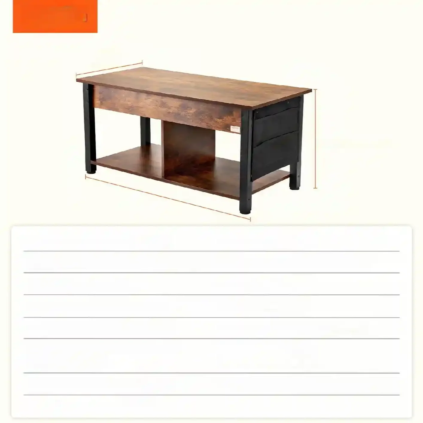 Rozkładana ława stolik kawowy z podnoszonym blatem schowkiem 106 cm - obrazek 4