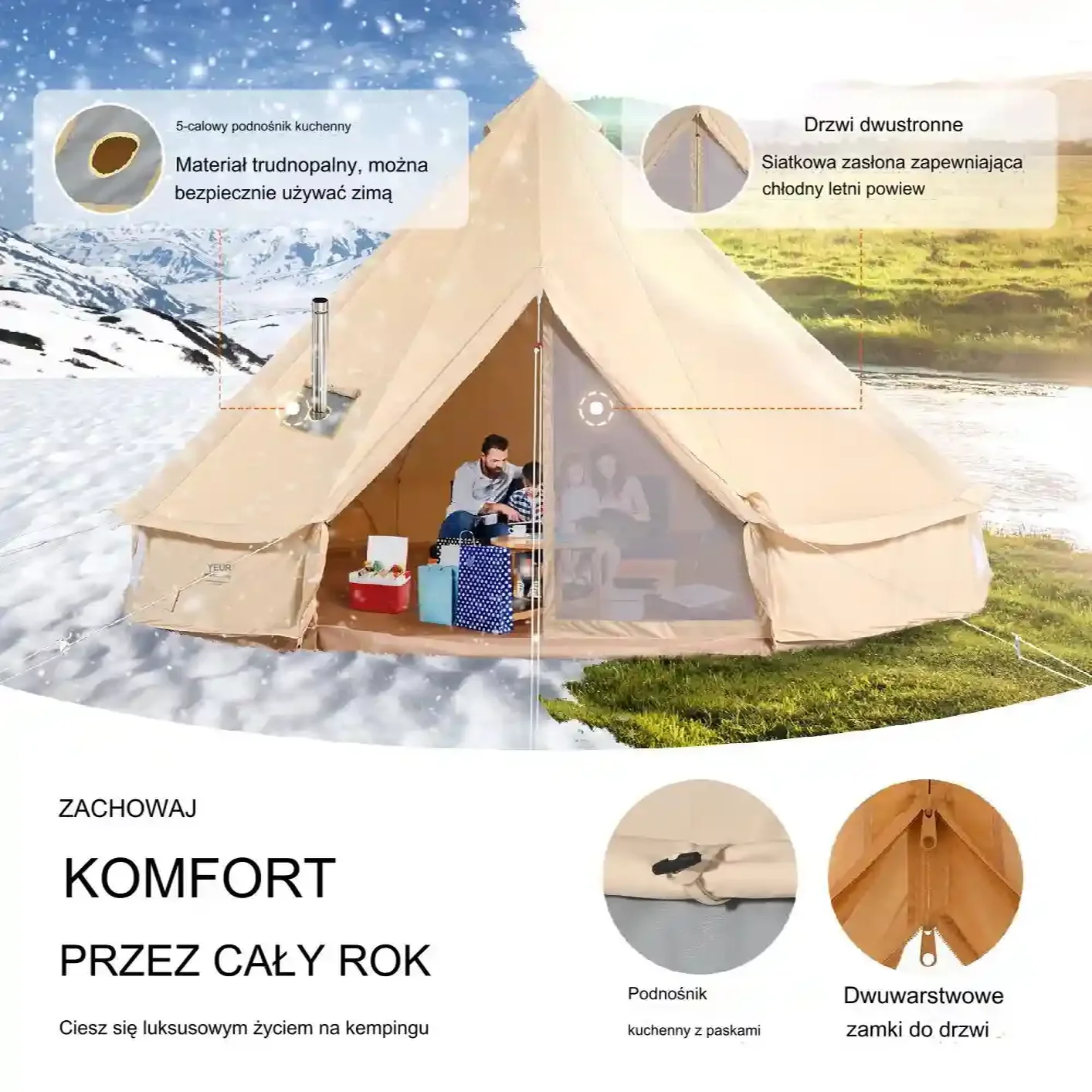 Namiot jurta mongolska namiot kempingowy pawilon 7 m - obrazek 6