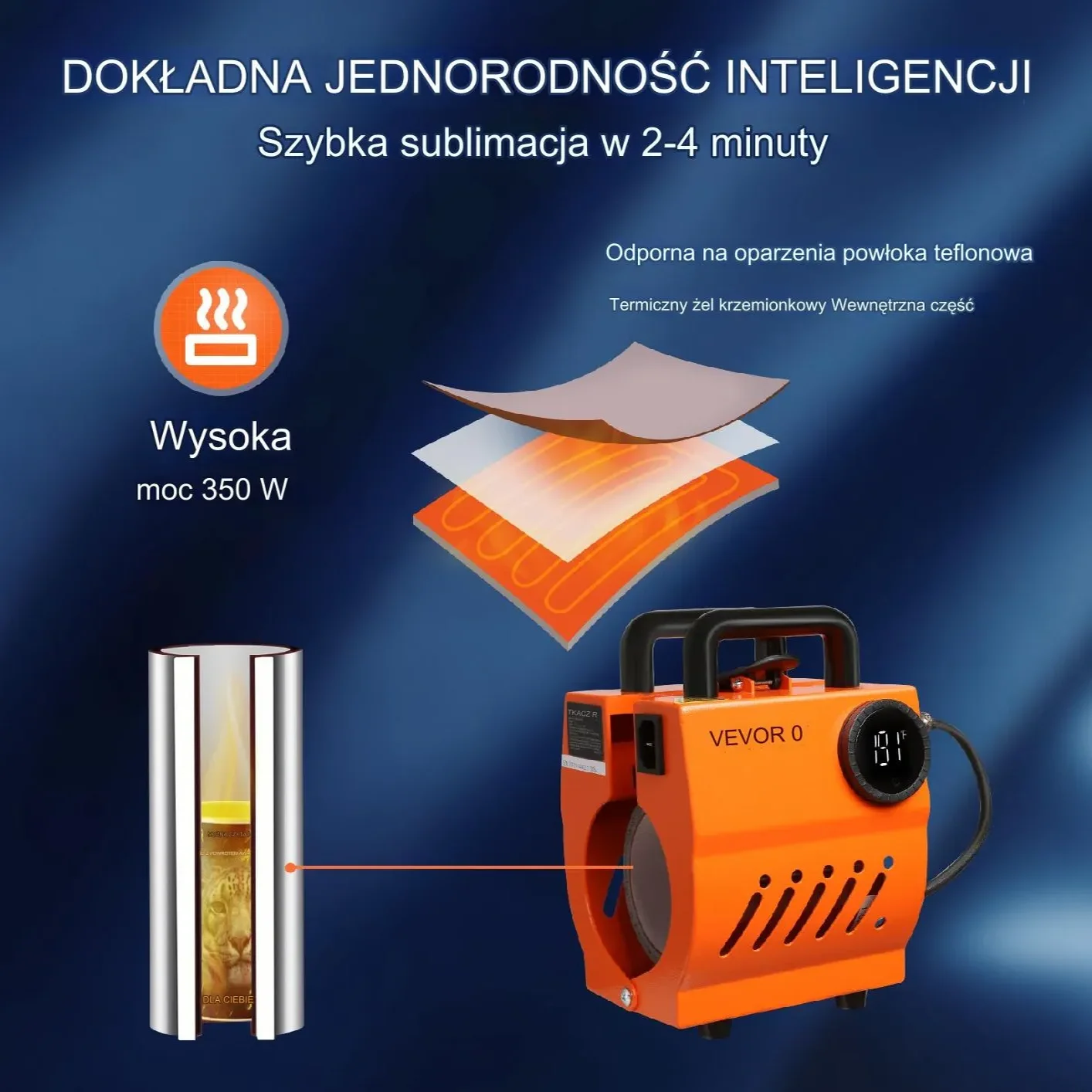 Prasa do sublimacji kubków 350W z rękawicami – komplet do druku 8,7cm - obrazek 12