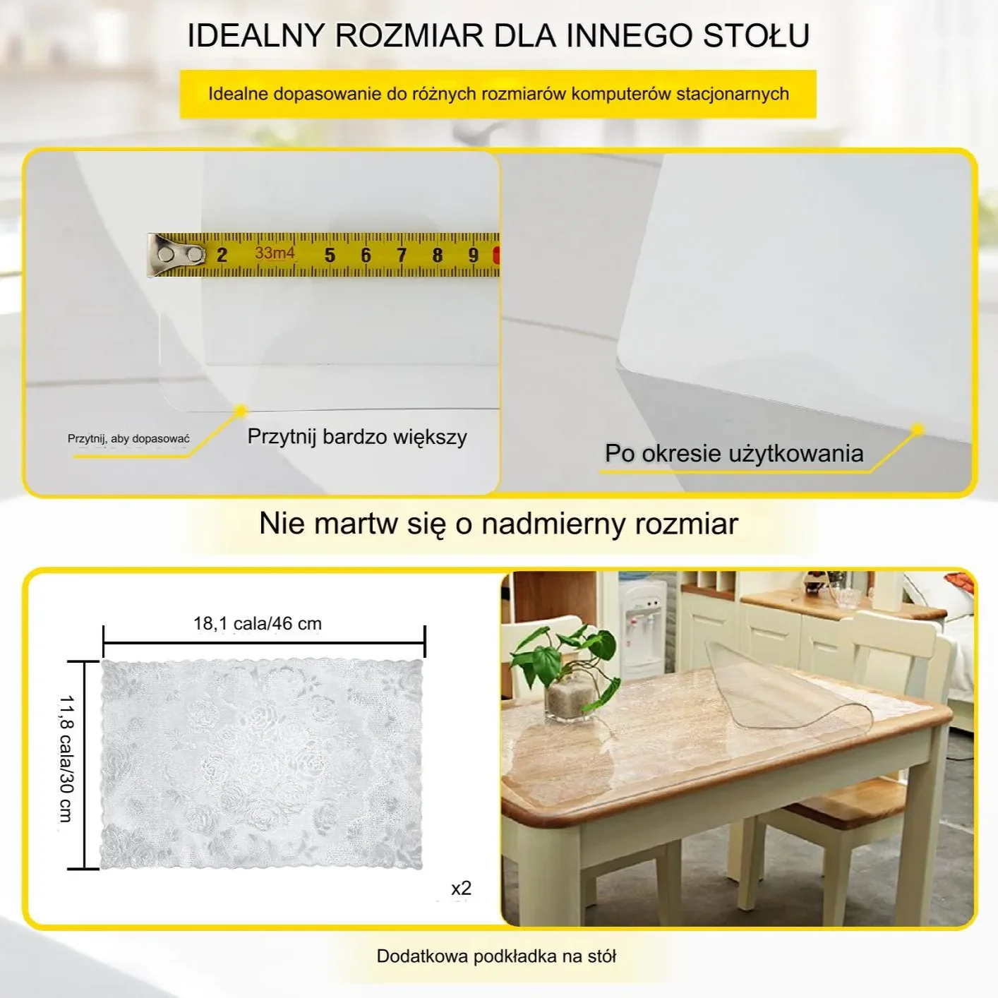 Mata ochronna na biurko/stół 102x183 cm, 1,5 mm, przezroczysta, wodoodporna - obrazek 10