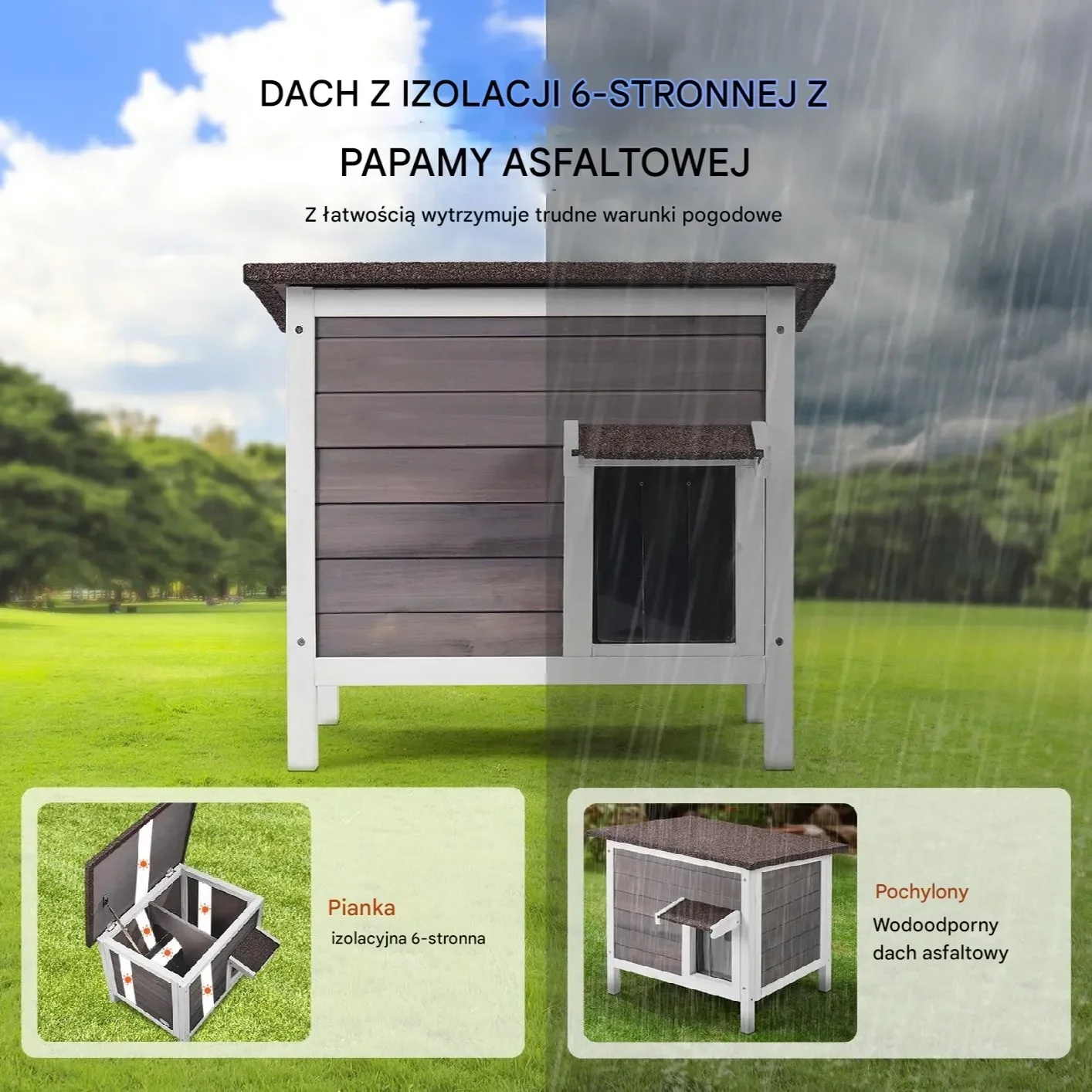 Zewnętrzny Dom dla Kota 61 cm - obrazek 2