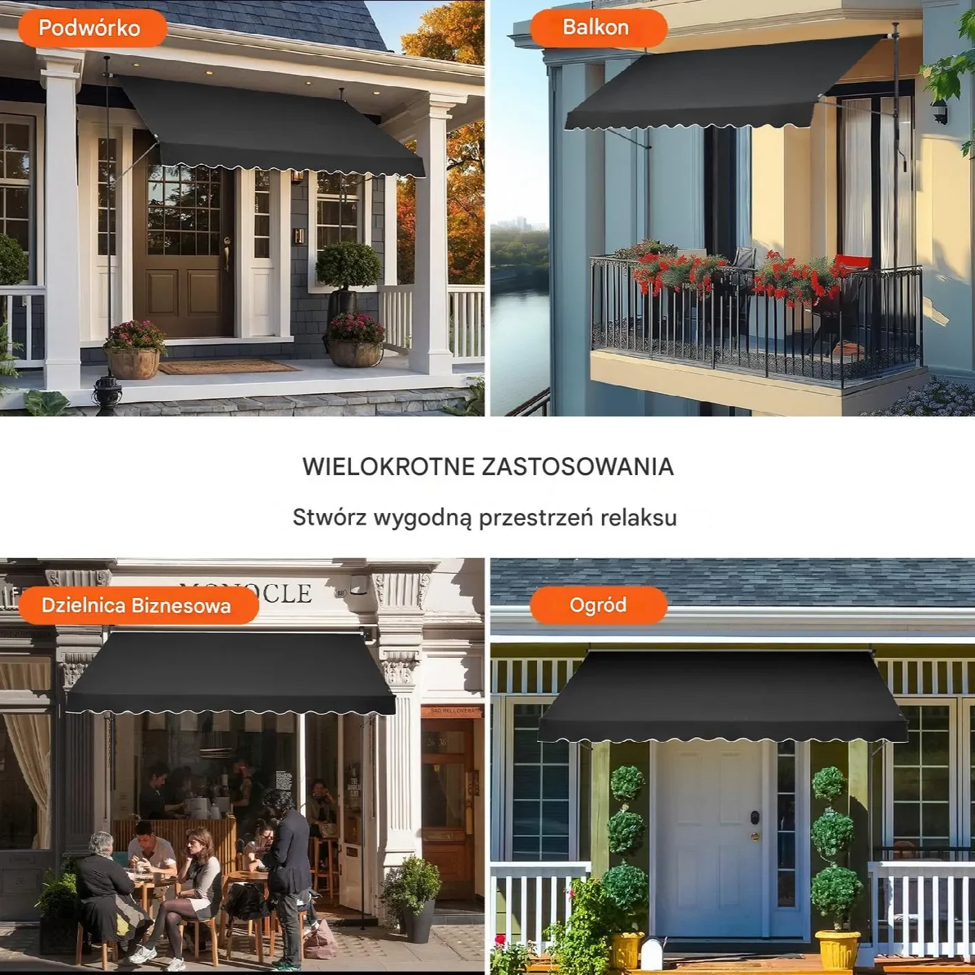 Markiza Tarasowa 350 x 120 cm z Korbą Ręczną - obrazek 4