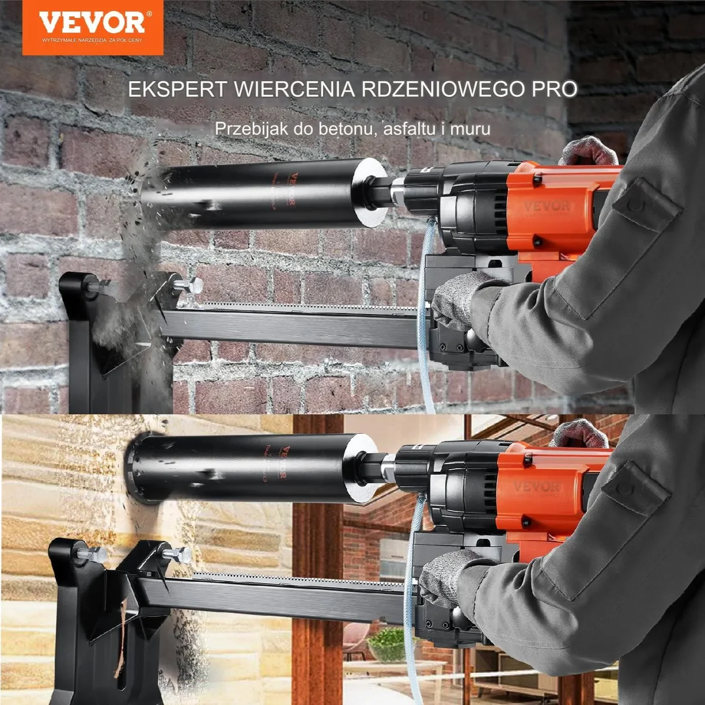 Wiertnica udarowa 3200W diamentowa 750obr z kołami – do betonu i żelbetu - obrazek 5