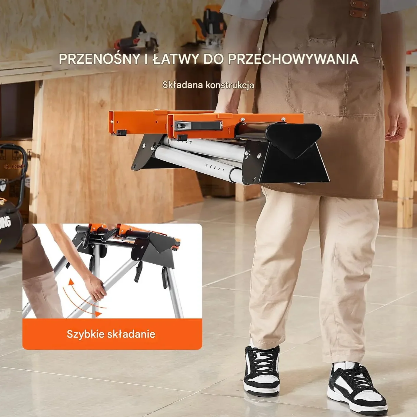 Stojak do piły tarczowej 150kg regulowana wysokość 74-83cm stalowy warsztat - obrazek 2