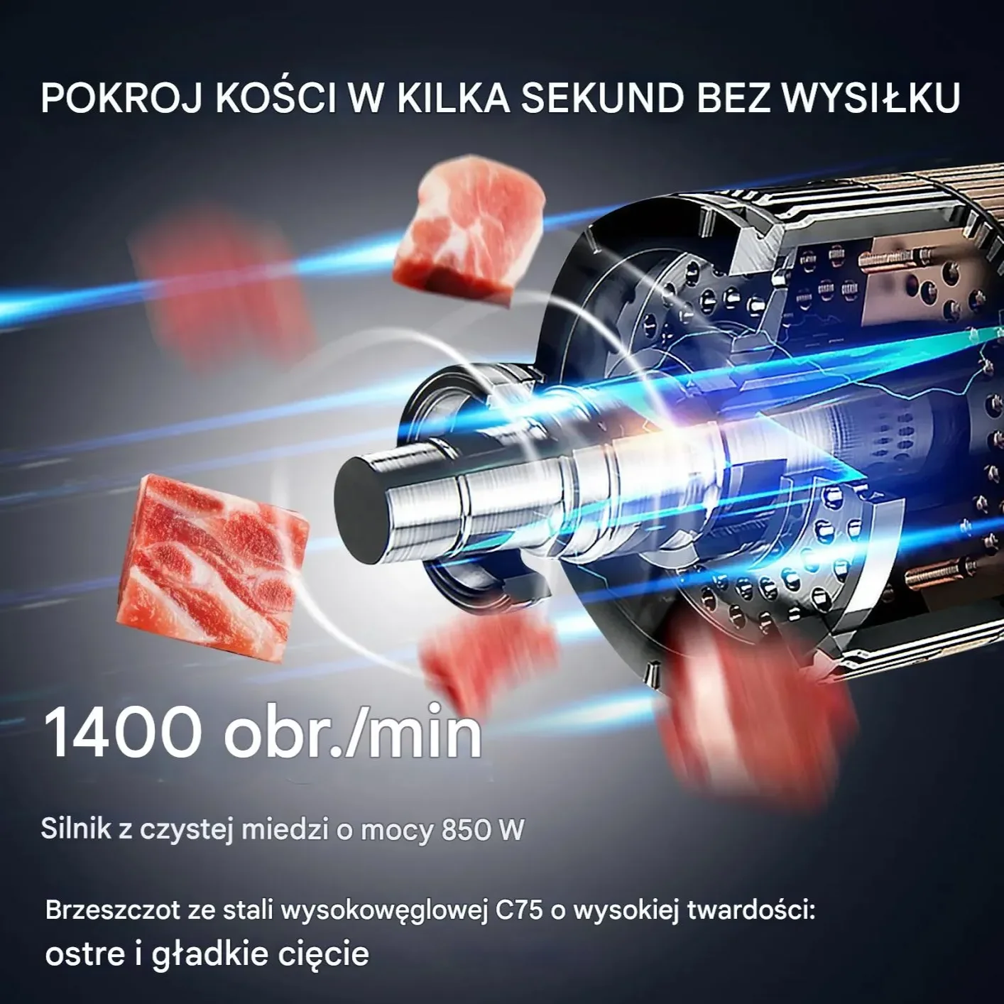 Piła taśmowa do mięsa 850W stal nierdzewna do kości gastronomia - obrazek 5