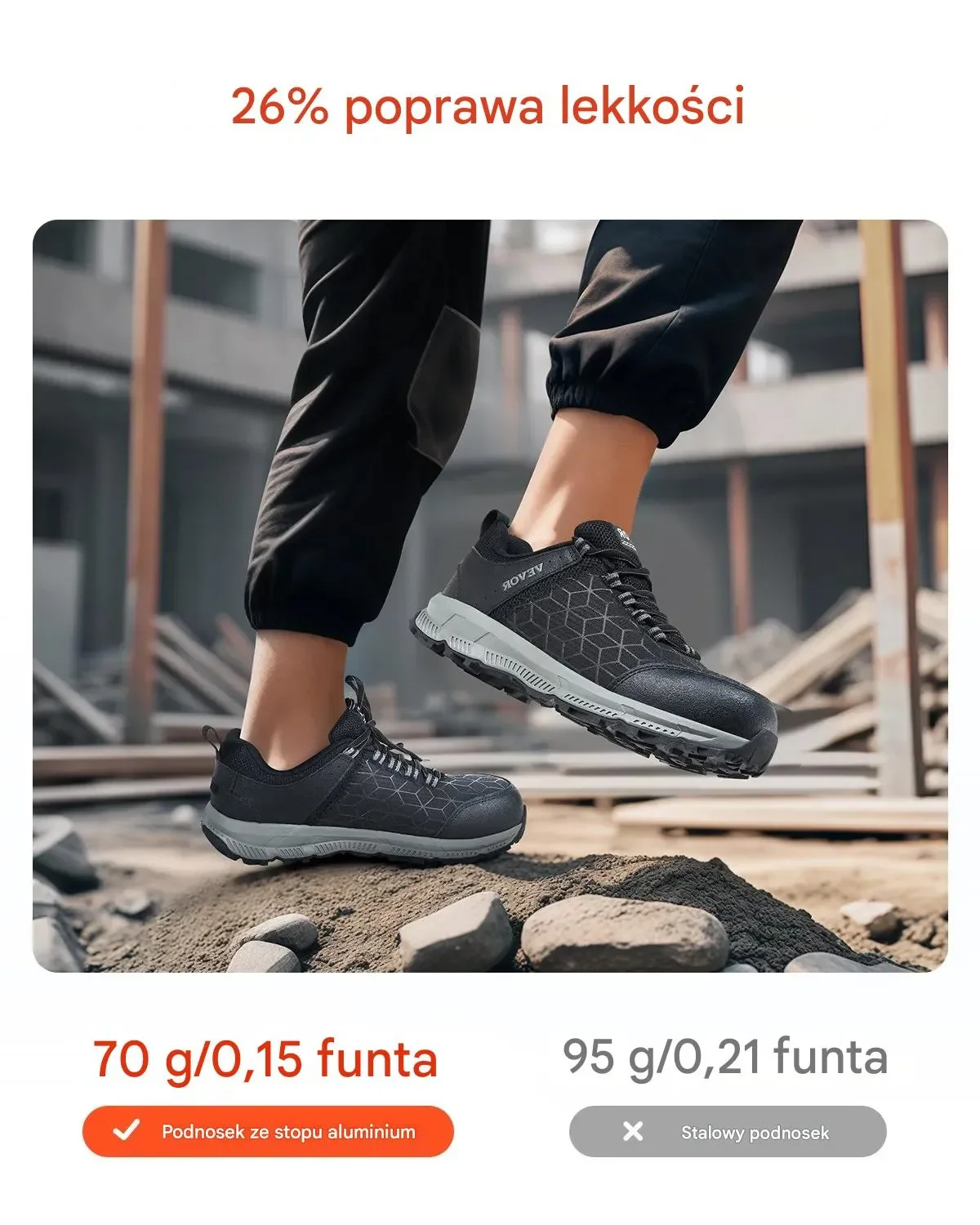 Buty robocze męskie rozmiar 41,5 nieprzemakalne czarne - obrazek 2