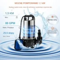 Pompa głębinowa membranowa górnossąca do wody studni zanurzeniowa 1100 W
