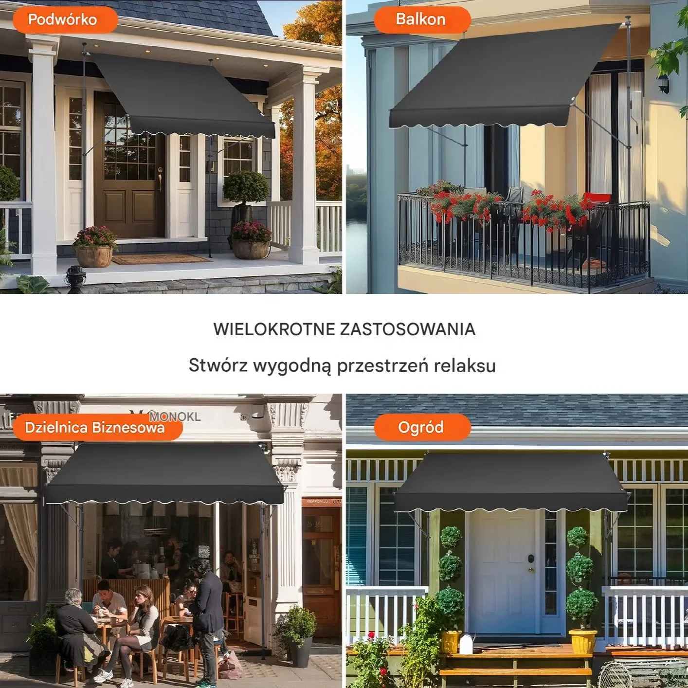 Markiza Tarasowa 250 x 120 cm z Korbą Ręczną - obrazek 5